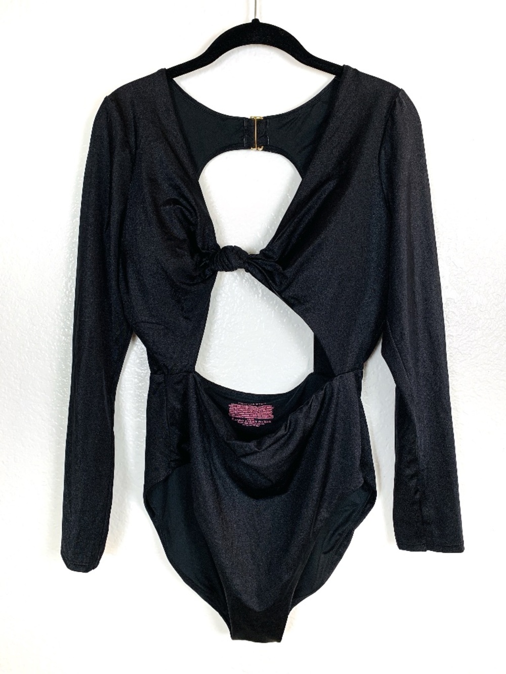 Victoria's Secret Nero Black Knotted Long Sleeve Swimsuit Size XL NWOT Bodysuit
